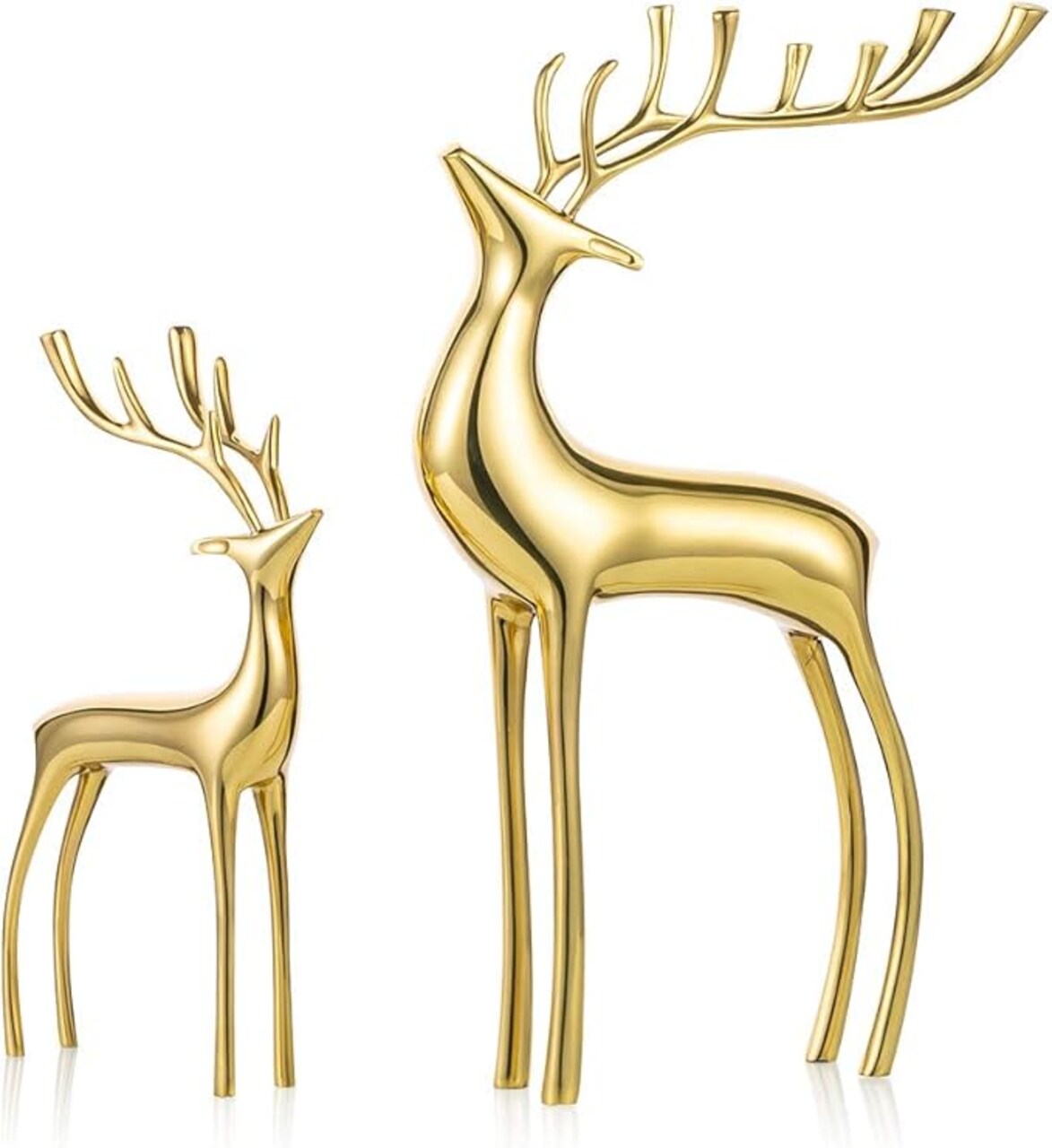 Christmas Deer Pure Copper Heavy Reindeer Ornaments for Home Decor Accents Living Room Office Bookself Tabletop Mantle Christmas Decoration, Gold